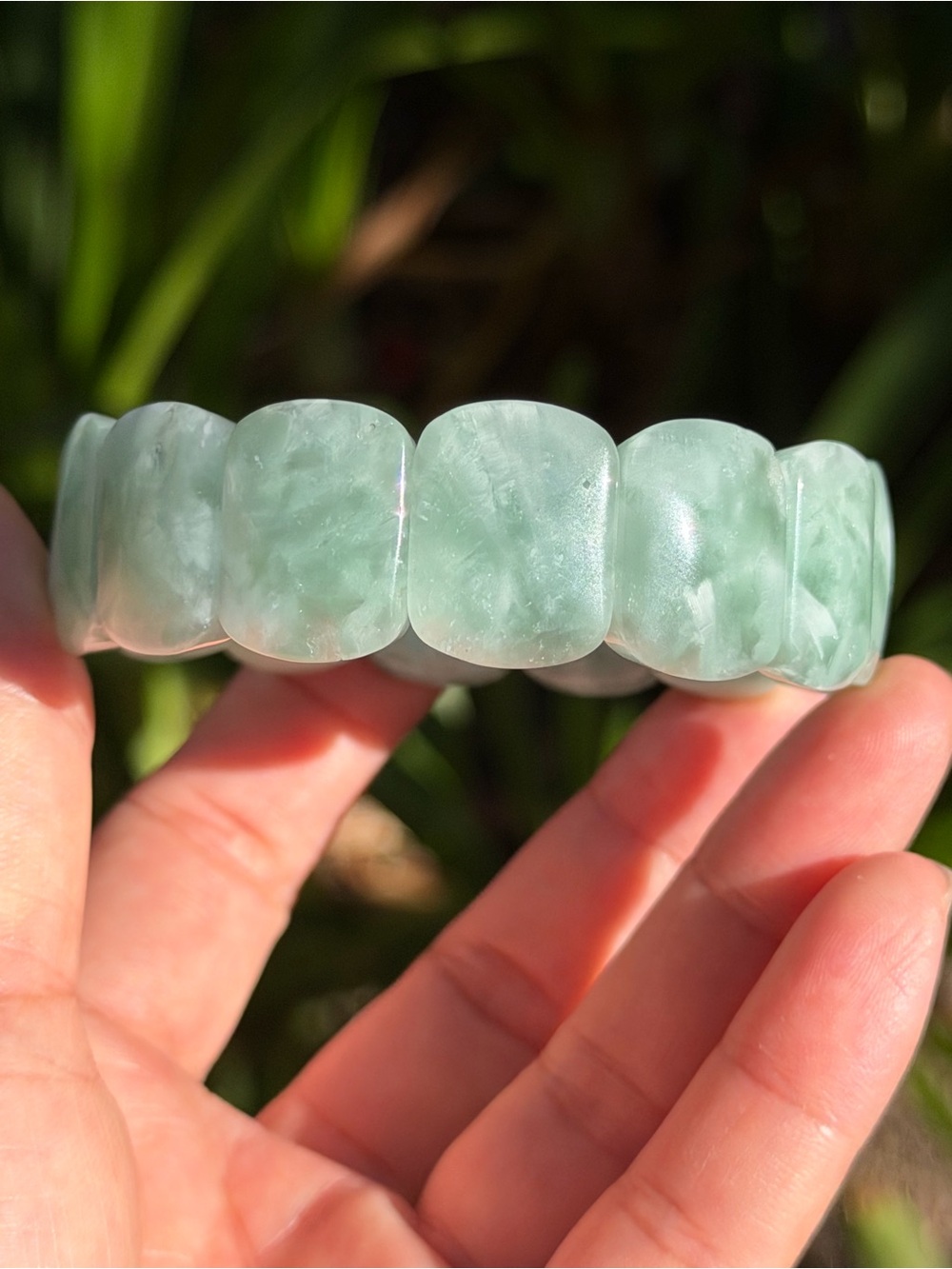7 Inch Green Larimar Soft Bangle 2567 - Picture 2 of 8